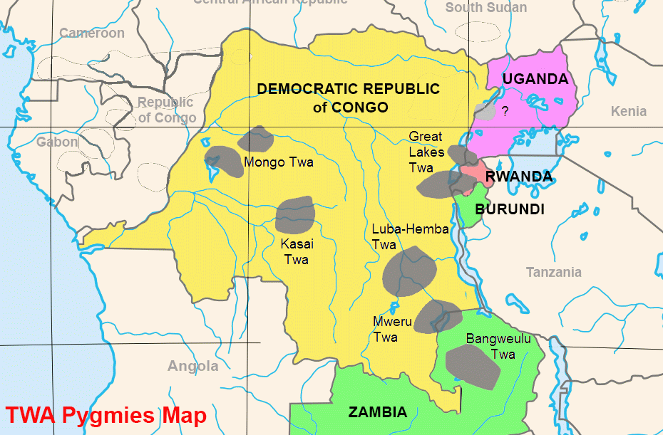 Twa pygmies map