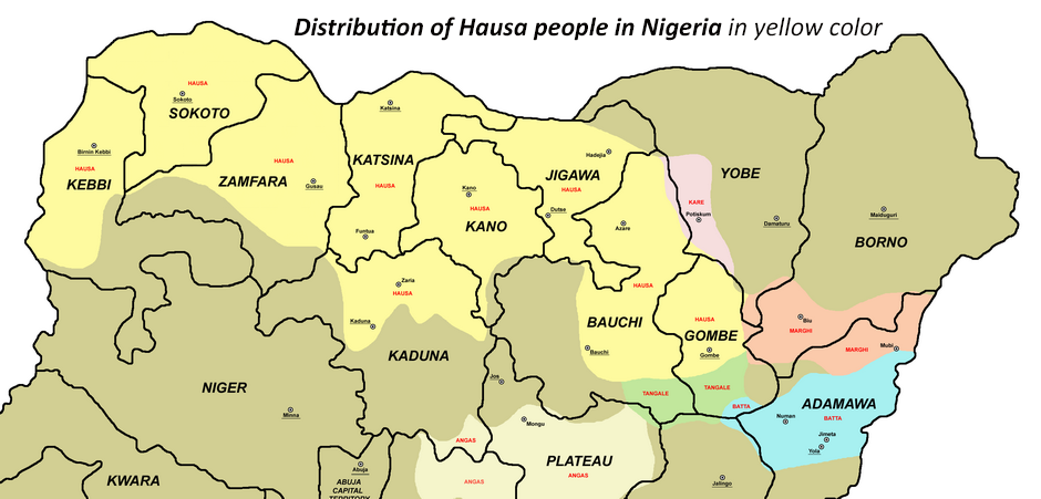 Hausa people distribution in Nigeria